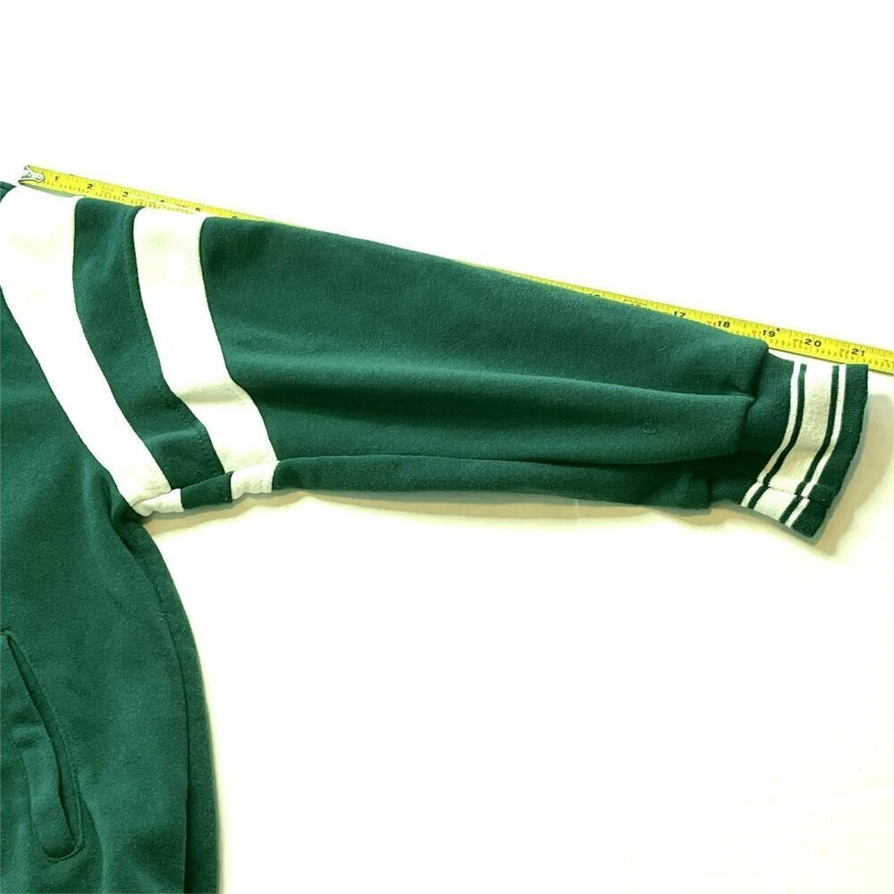 New Look Snap Up Varsity Jacket Womens sz M Pockets Green White Preppy Academia - Picture 3 of 8